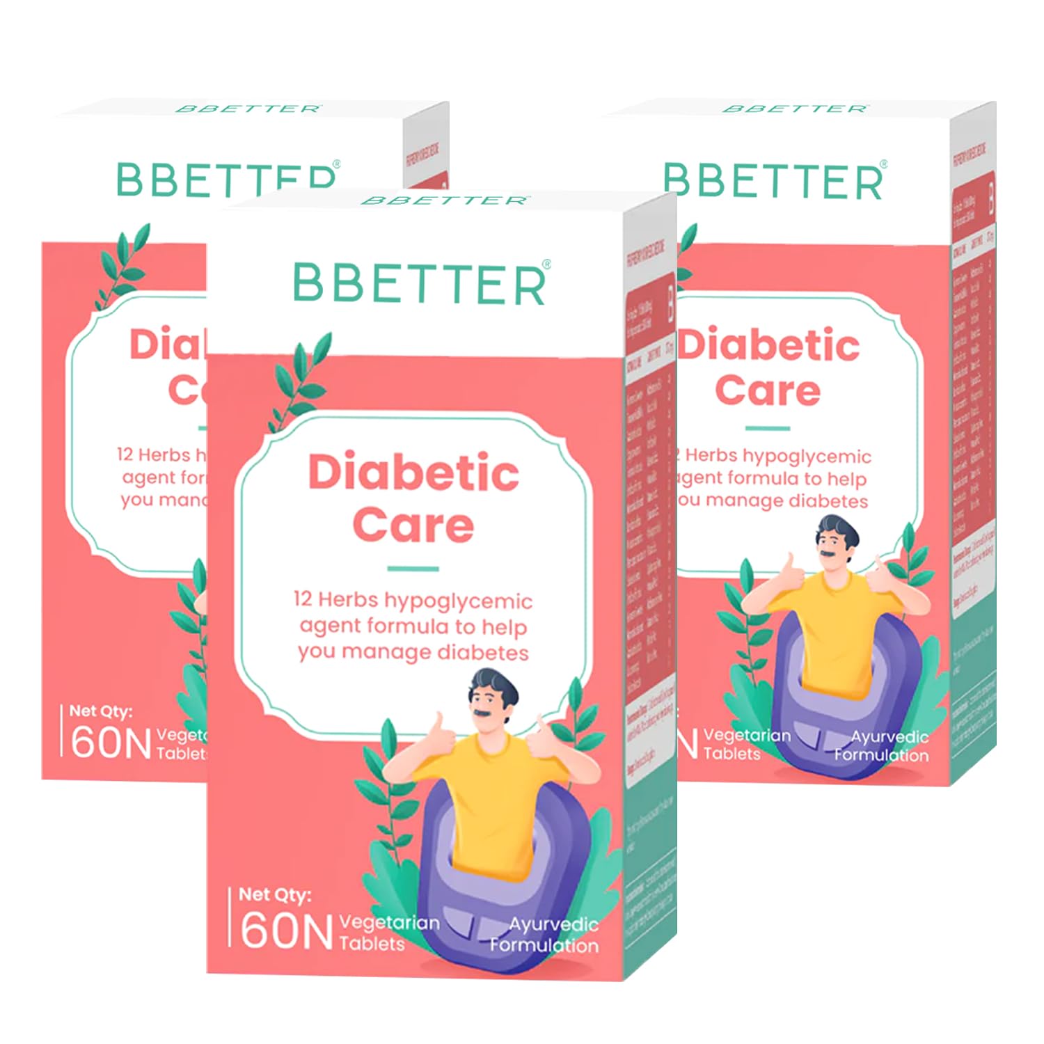 BBETTER Diabetic Care - Lab Tested Ayurvedic Medicine With Karela Jamun Gurmur Saptaranga And More To Manage Diabetes and Blood Glucose Level 180 Veg Capsules