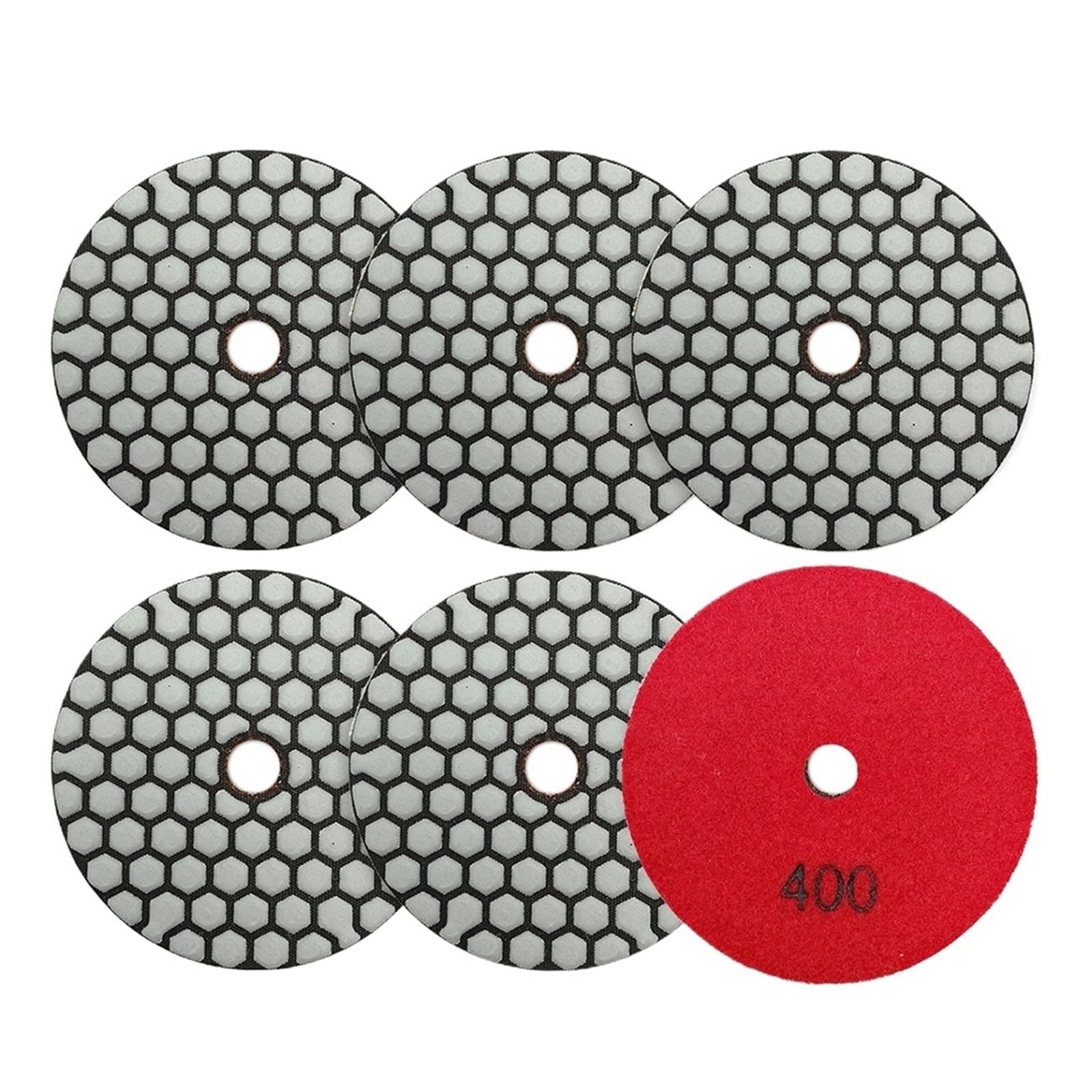 Podkładki polerskie Zestaw 6 tarcz szlifierskich na sucho do szlifierek kątowych z granitu marmurowego i kamienia ceramicznego Średnica 100 mm 4 cale(1 Aluminum Back Pad)