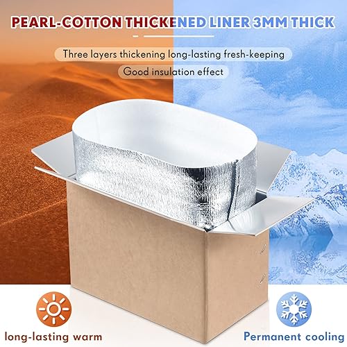 Miniatura 4 de 10 cajas de envío con doble aislamiento con papel de aluminio aislado, enfriador de bolsas pequeñas para envío de alimentos congelados, cajas de