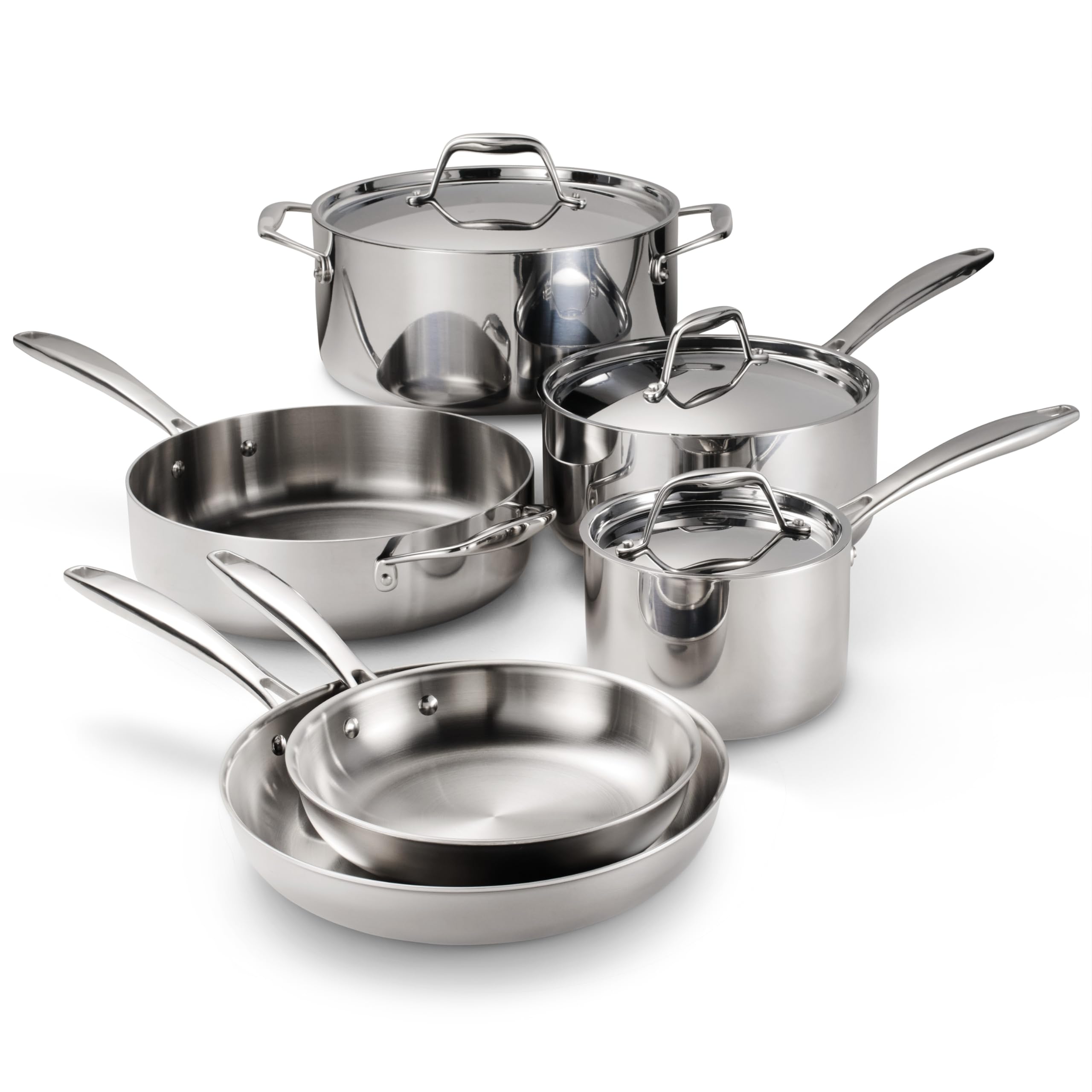 TramontinaSignature Tri-Ply Clad Stainless Steel 9-Piece Cookware Set with Lids, Pots and Pans Kitchen Set, Induction-Ready, Dishwasher-Safe, NSF-Certified