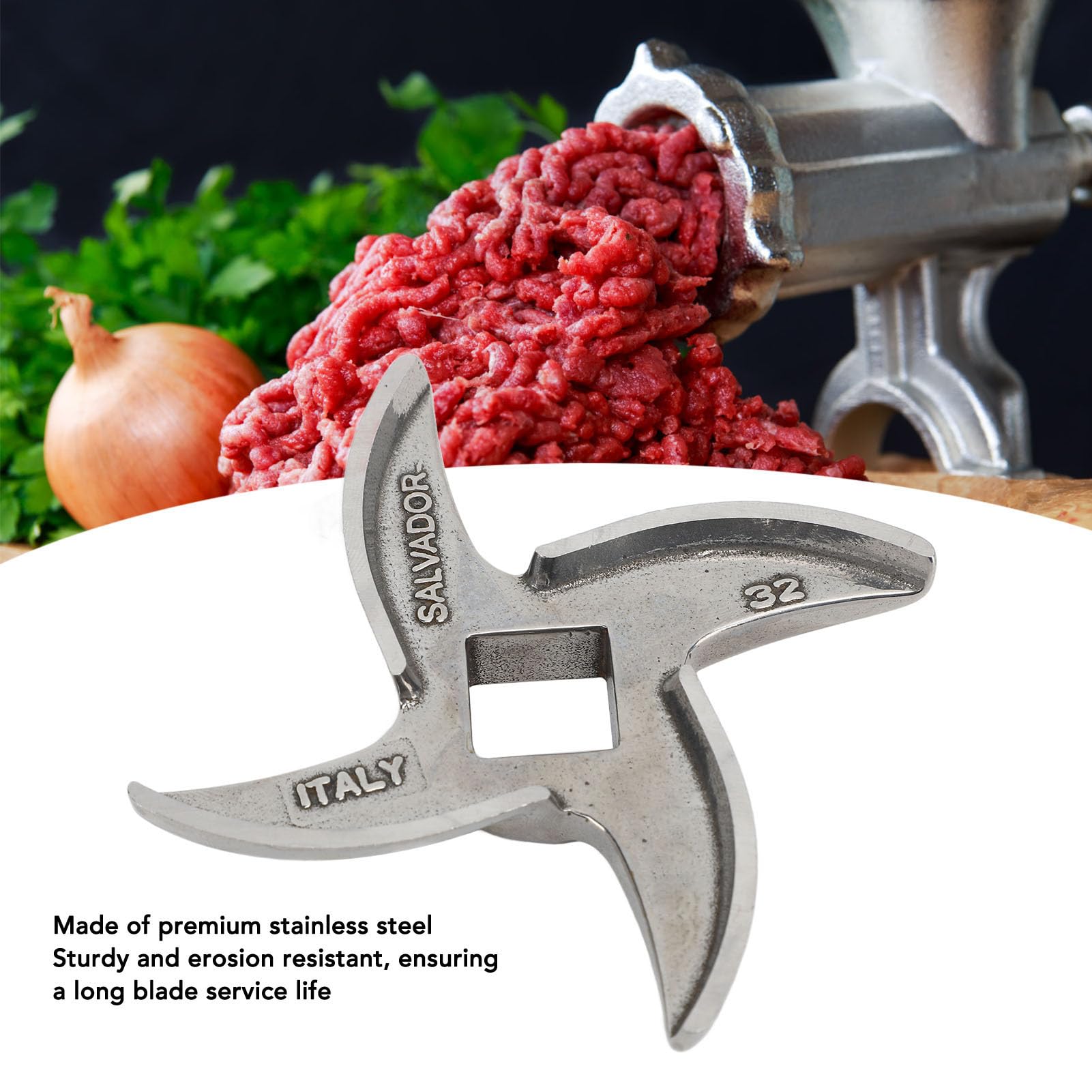Cuchilla Cortadora para Picadora de Carne de Acero Inoxidable, Tamaño 32, Larga Vida útil, Corte Rápido de Precisión, Funcionalidad Versátil para Moler Carne