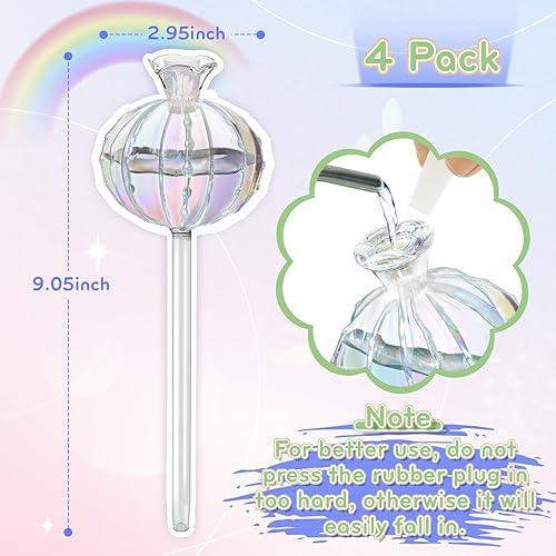 Miniatura 2 de Jitnetiy Bombillas de riego de plantas, globos de riego de plantas, cactus de vidrio, inserto de maceta de riego automático para plantas de interior