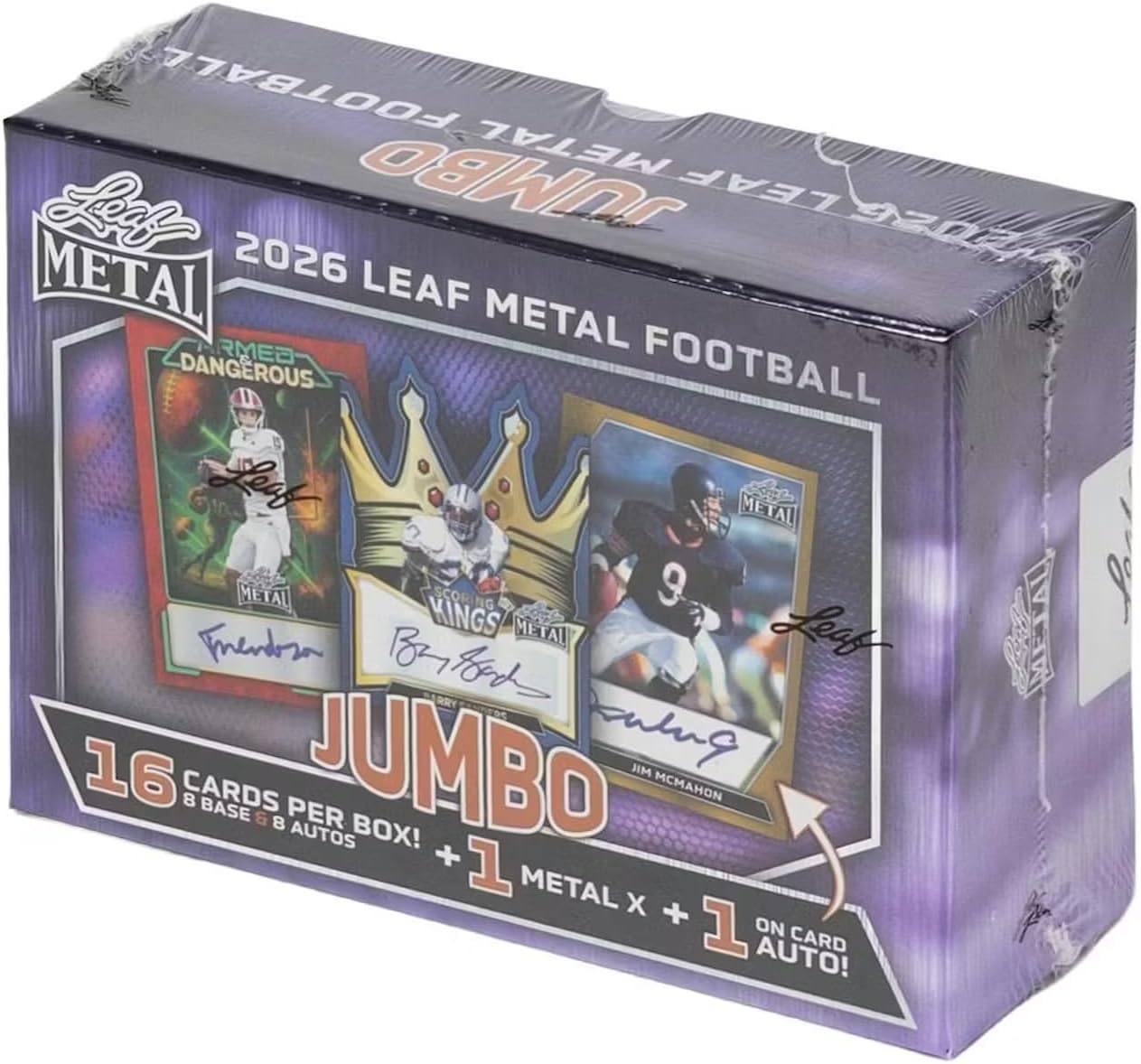 Leaf 2026 Metal Football Hobby Jumbo Trading Card Box (8 Autographs Per Jumbo Box)