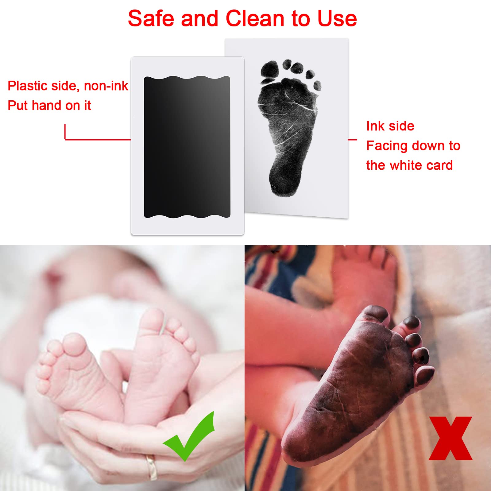 Kit Empreinte Pieds et Mains Bébé Nabance 4pcs Enfant Empreinte Clean Touch Tampons Bébé Empreinte de Main Empreinte de Pied Enfant Empreinte Nouveau-nés Douche Cadeau Bebe Souvenir - 4