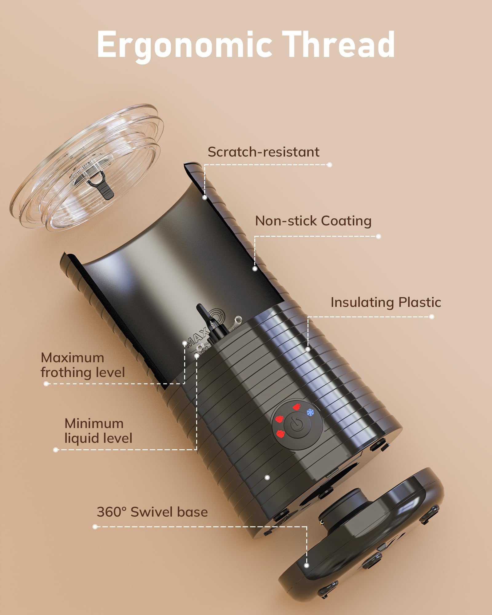 Morpilot - Espumador eléctrico de leche 4 en 1 con espuma caliente y fría y calentador de leche, emulsionador automático 400 W 240 ml para Cappuccino Macchiato Latte