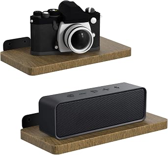 Aiweiwa Universal قابل للتعديل حامل جدار السماعة لـ JBL و Bose و LG و Samsung و Sony والمزيد من مكبرات الصوت Bluetooth الذكية حامل الجدار العائم الخشبي حامل الحامل ، مجموعة من 2
