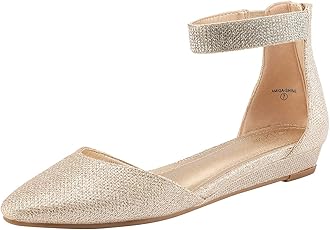 DREAM PAIRS Women's Low Wedge Round Toe Ankle Strap Dress Comfortable Casual Flats Shoes