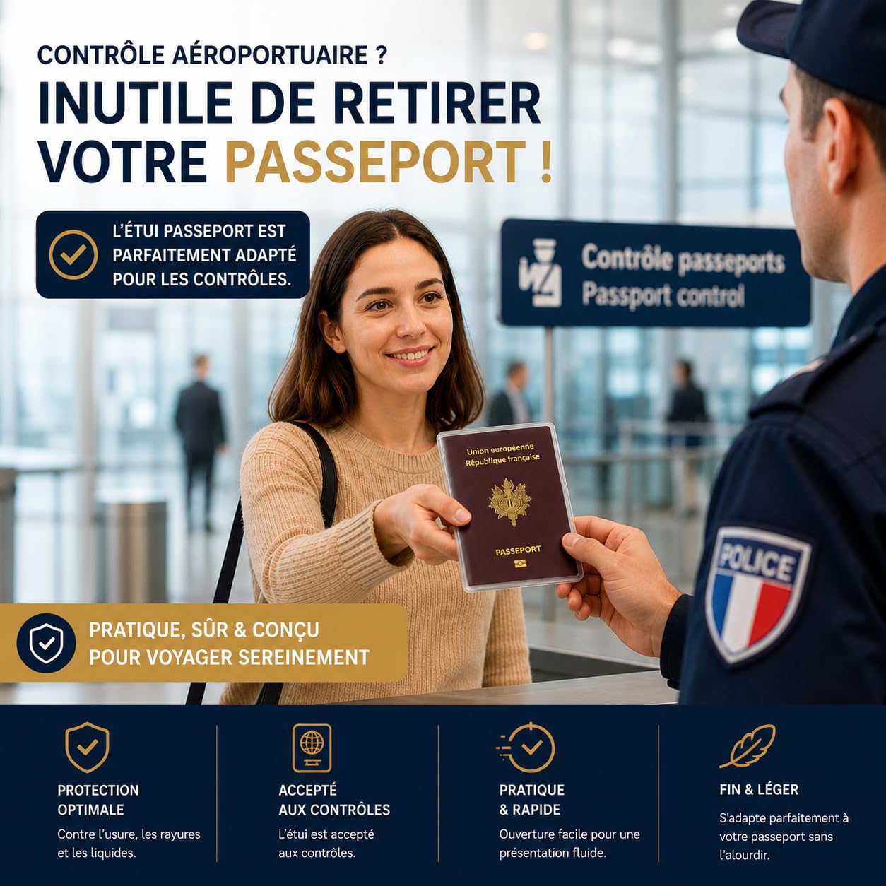 Lot de 2 Étuis Passeport Transparent – Format Européen 13x10 cm – PVC Cristal Haute Qualité – Fabriqué en France – Protection Passeport Souple