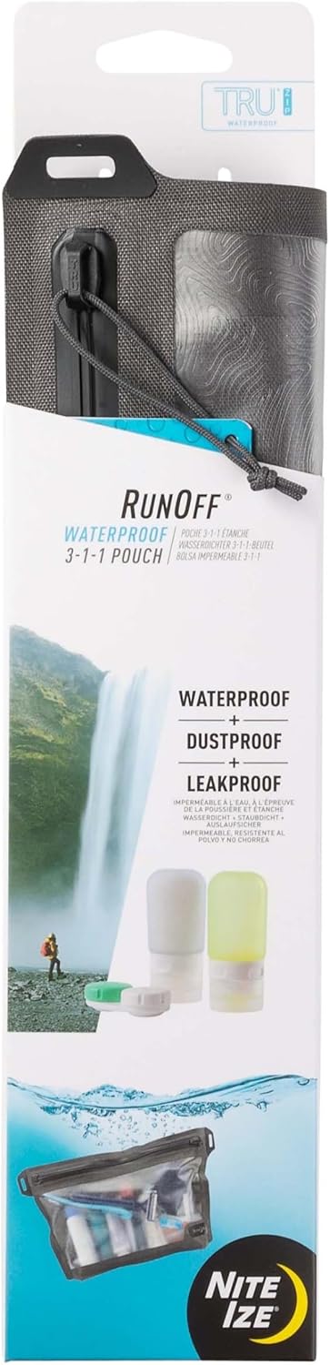 Nite IZE Runoff Waterproof 3-1-1 Pouch - Waterproof Bag for Travel - Toiletry Bag - Hygiene Bag for Travel - Toiletry Bag for The Beach or City - Passes TSA 3-1-1 Liquids Rule - Waterproof Pouch