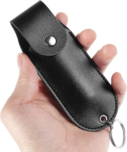 Miniatura 3 de Bolsa de spray de pimienta, funda de cuero sintético para rociar pimienta, mini soporte portátil para rociar pimienta, llavero de defensa personal