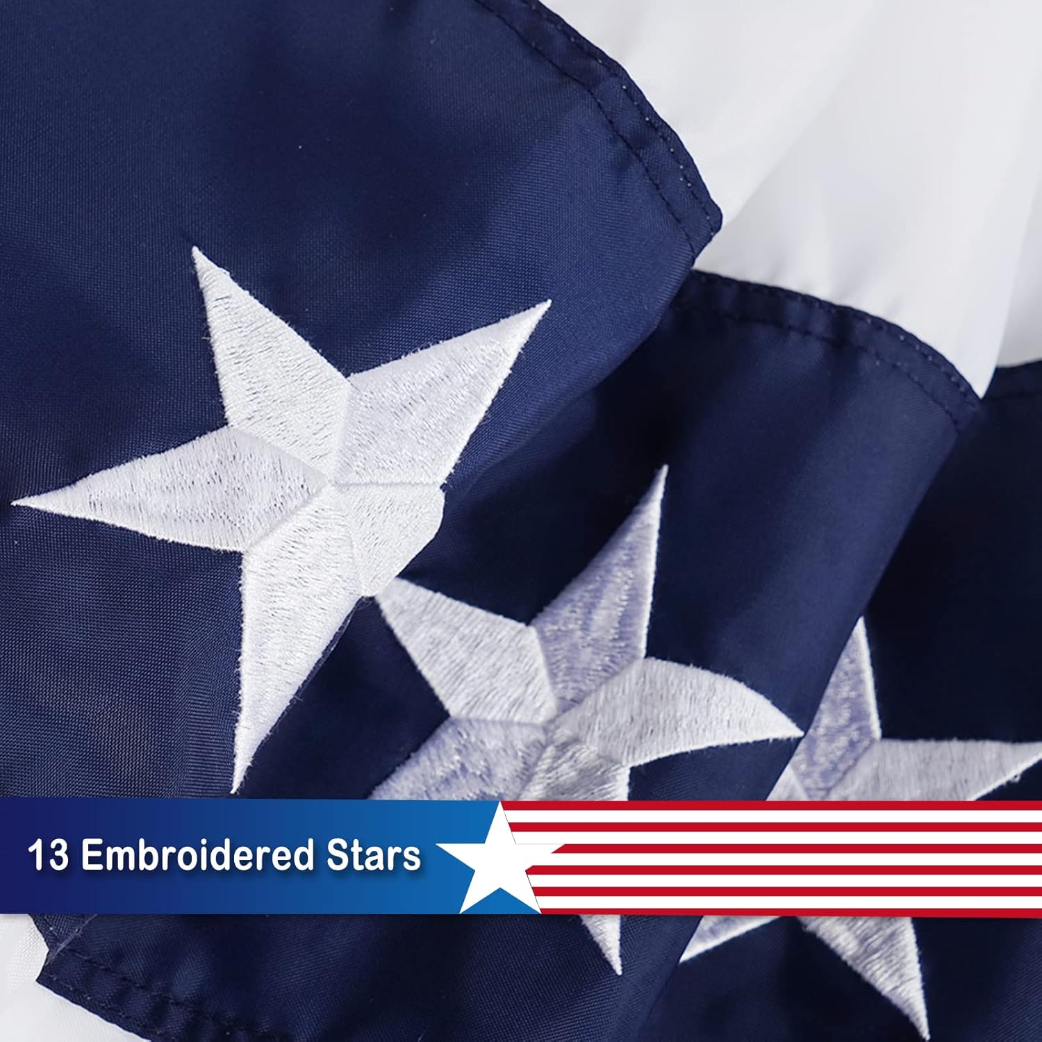 SYII Bunting Flag 3x6 Feet Outdoor, Embroidery Stars American US Bunting Flags with 3 Brass Grommets, Patriotic Half Fan Banner for Fourth of July Decor, 4th of july Decorations Outdoor