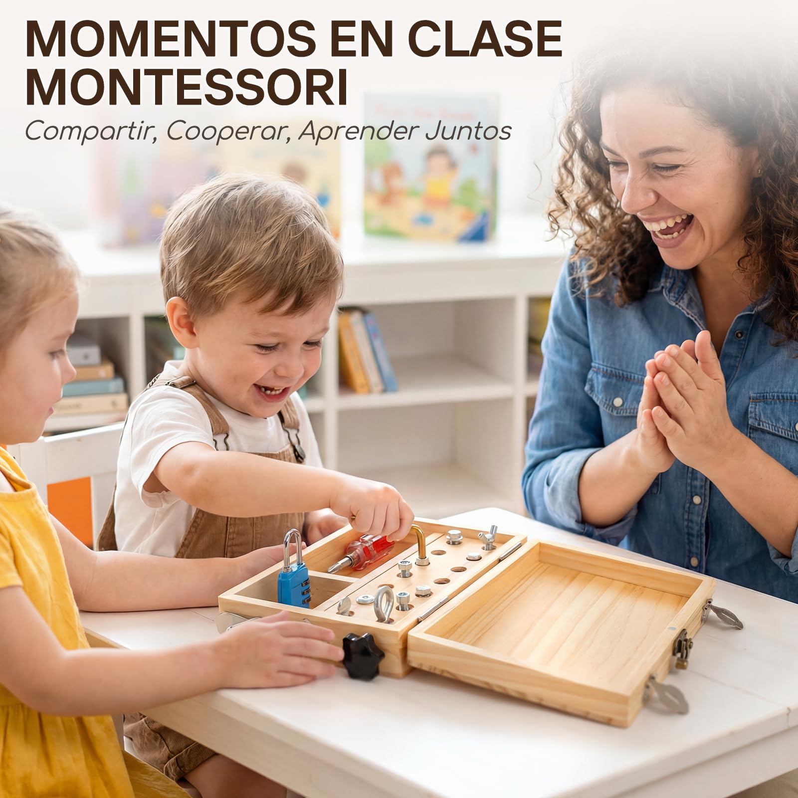 Lehoo Castle Montessori 3 Años Juguetes para Niños, Herramientas de Madera–15 Pcs Set Busy Board Juego Educativo de Motricidad Fina con Caja de Almacenamiento – Regalo Ideal para 4 5 Años Juegos