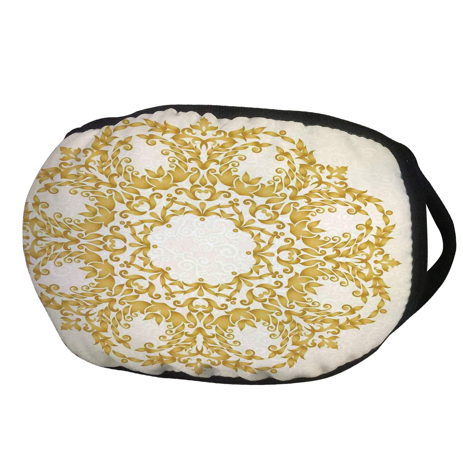 Fashion Cotton Antidust Face Mouth Mask,Victorian Decor,Traditional Gold Floral Round Circle with Baroque Elements Turkish Ottoman Style Art,Cream,for women & men