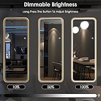 Vista 3 de soges Espejo de longitud completa con luces y botón táctil, espejo de tocador iluminado para sala de estar y dormitorio, iluminación regulable