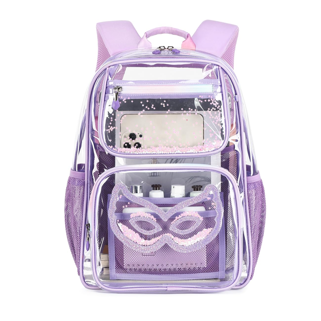 Cusangel Heavy Duty Clear Backpack Clear BookBag,16.5inch TPU Large Capacity See Through Backpack for Sport Events,Travel