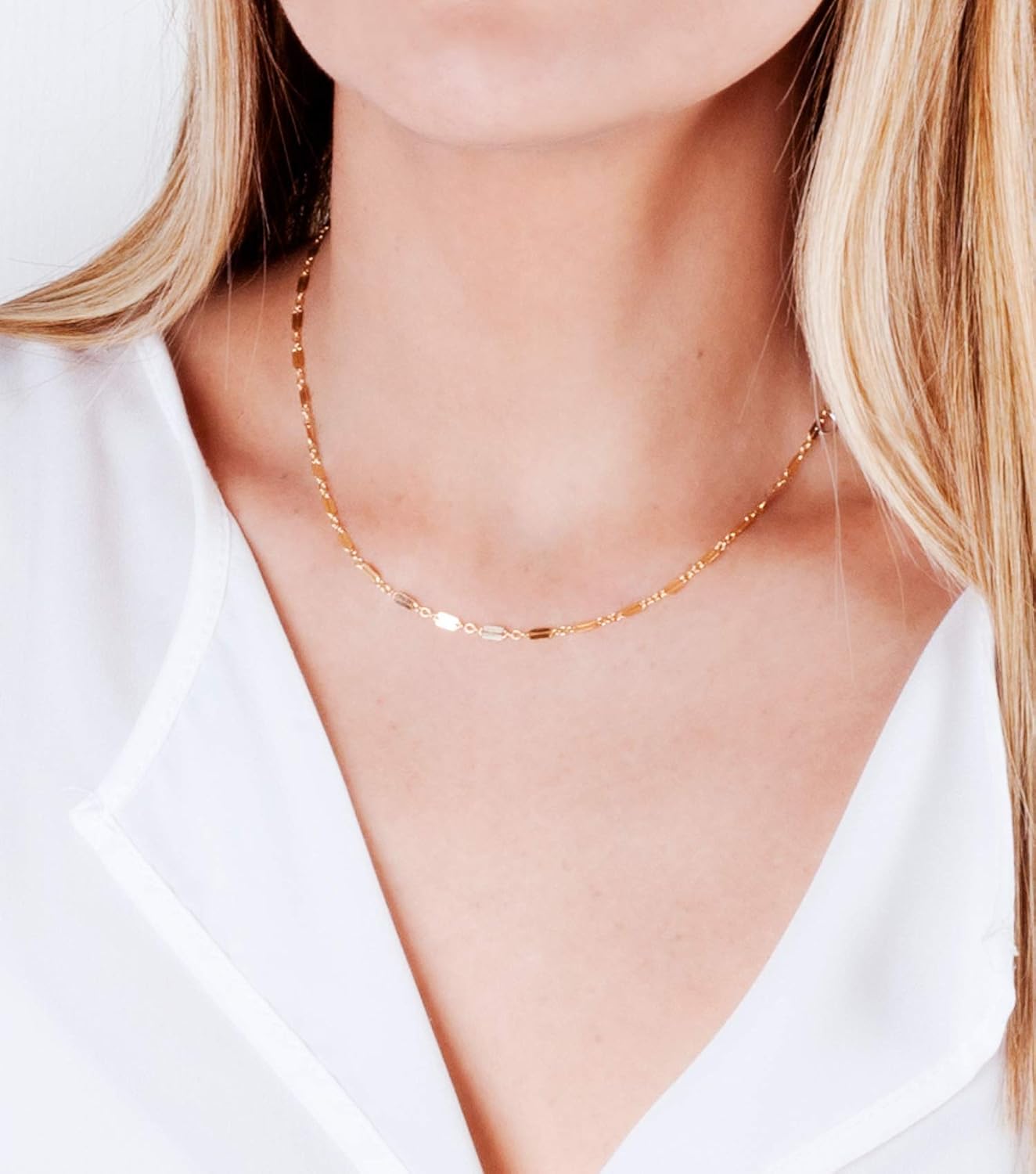 14K Gold Filled Lace Choker Necklace - Designer Handmade Vintage Style Short Necklace 13.5" + 3" Extending Chain - Image 5