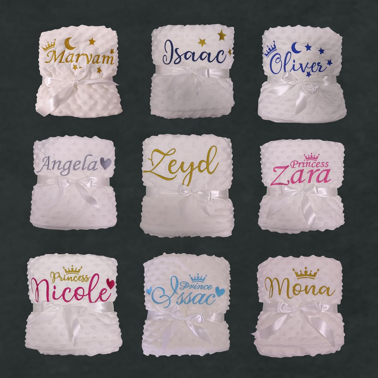 Personalized Baby Blanket Neutral, Custom Baby Blanket with Name, Unisex Baby Gifts for Newborn Boys and Girls, Soft Minky Nursery Bed Baby Toddlers' Bedding Crib Cot Stroller, 27 * 35 Inch