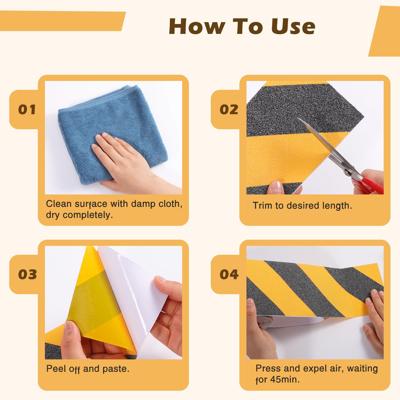 Nastro Antiscivolo Per Scale 10cm X 10m - Autoadesivo Per Interni/Esterni, Nero/Giallo - Foto 4