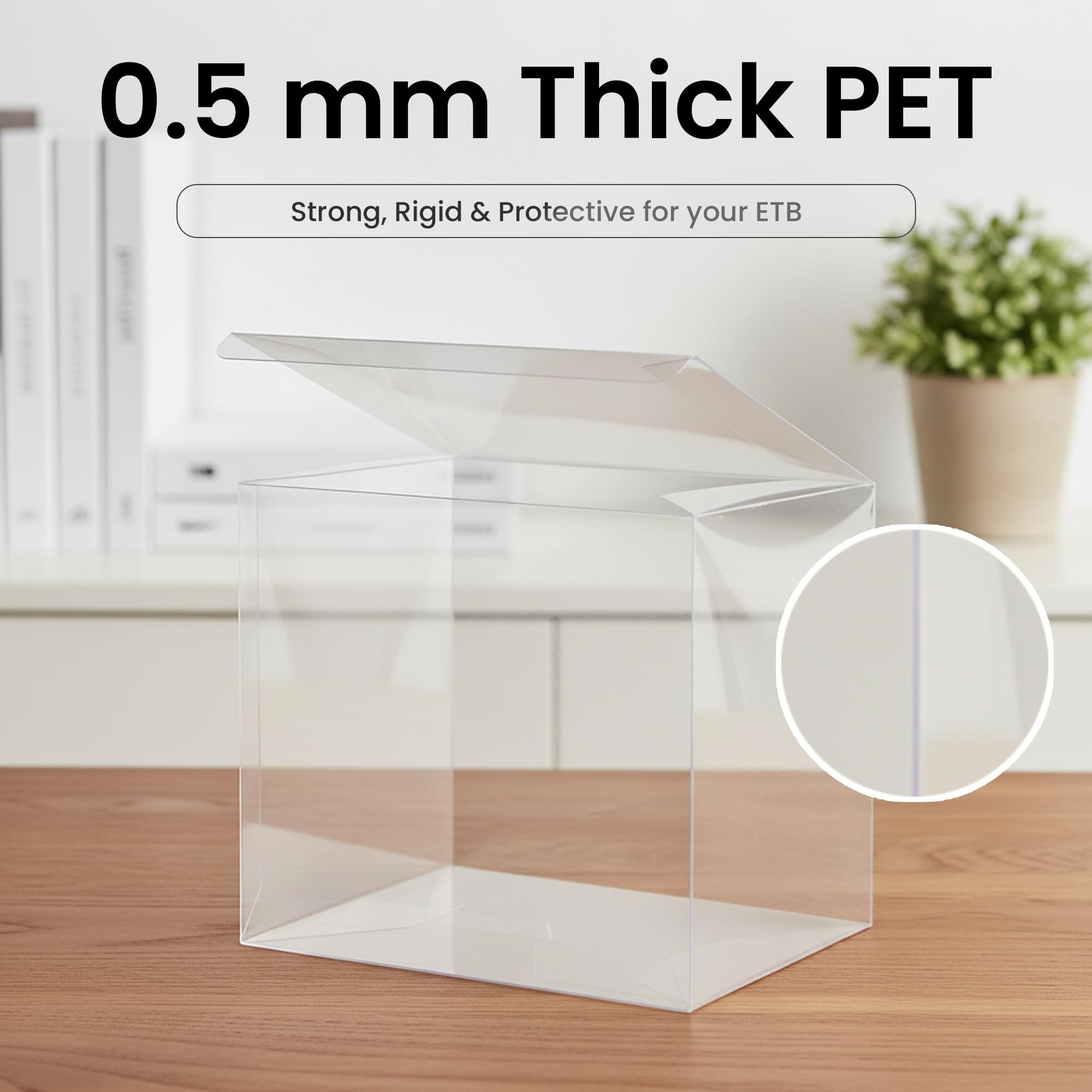 Transparente PET-Schutzhülle, kompatibel mit Elite Trainer Box (ETB) - 0,5 mm starre Kunststoff-Displayhülle für versiegelte Sammelkarten-Boxen (70)