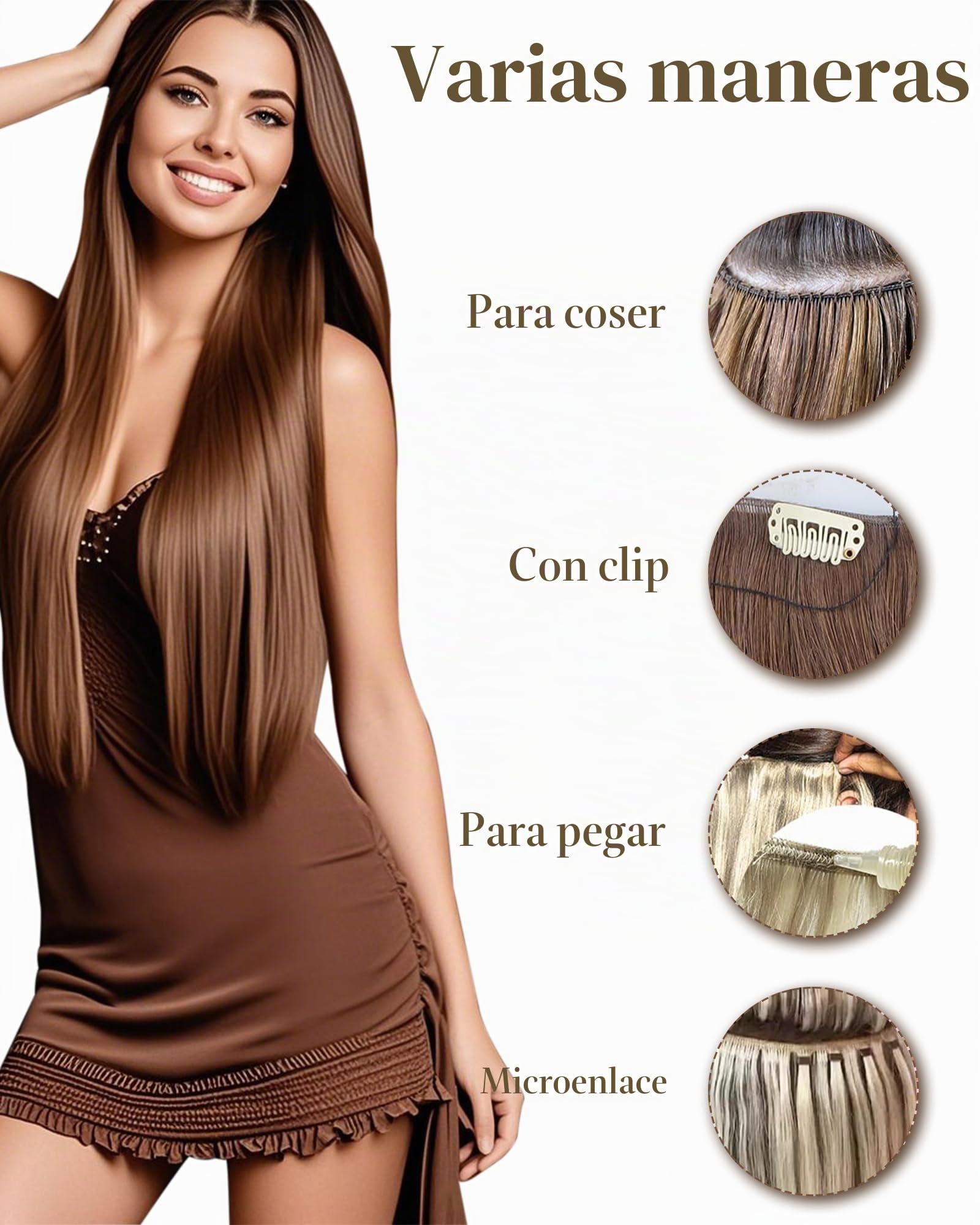 Hetto Extensiones Pelo Natural Cortina Marrón Claro Ombre Rubio Dorado Extensiones de Cabello Humano Coser Invisibles Castaño 40 cm 100g #8/16/8 | Cabello humano Remy, doble weft, anti-pérdida y sin nudos. Trama fina invisible, cómoda. Para bodas y uso di