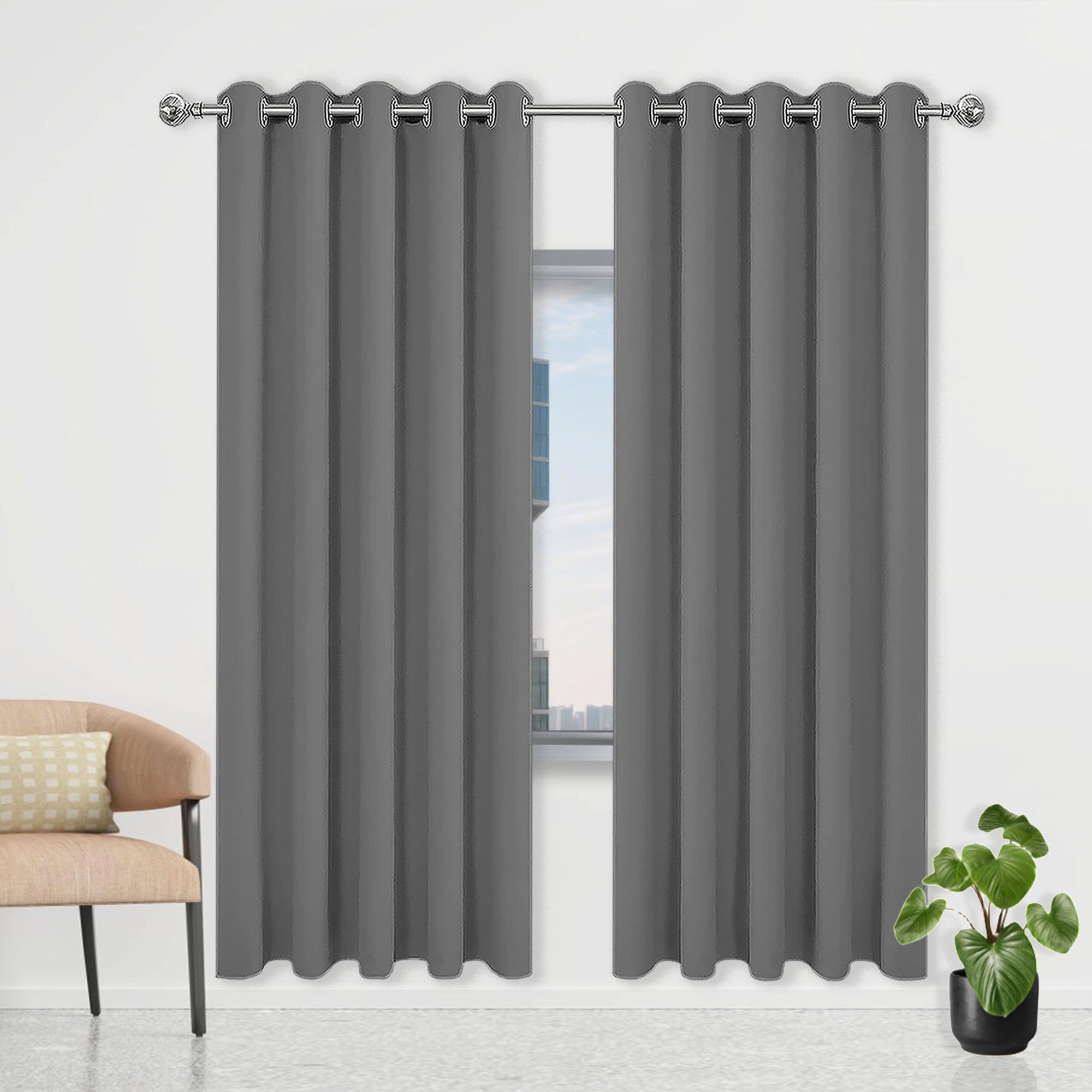 Rideau thermique isolant gris foncé 138 x 110 cm à oeillets