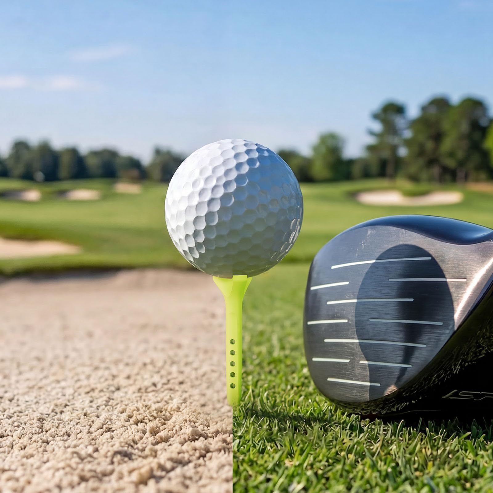 Paquete de 50 camisetas de golf de 3.25 pulgadas, de plástico de 3 puntas de giro bajo, reducen la fricción para viajes más largos, compuesto duradero, punta de púas antivuelo, altura