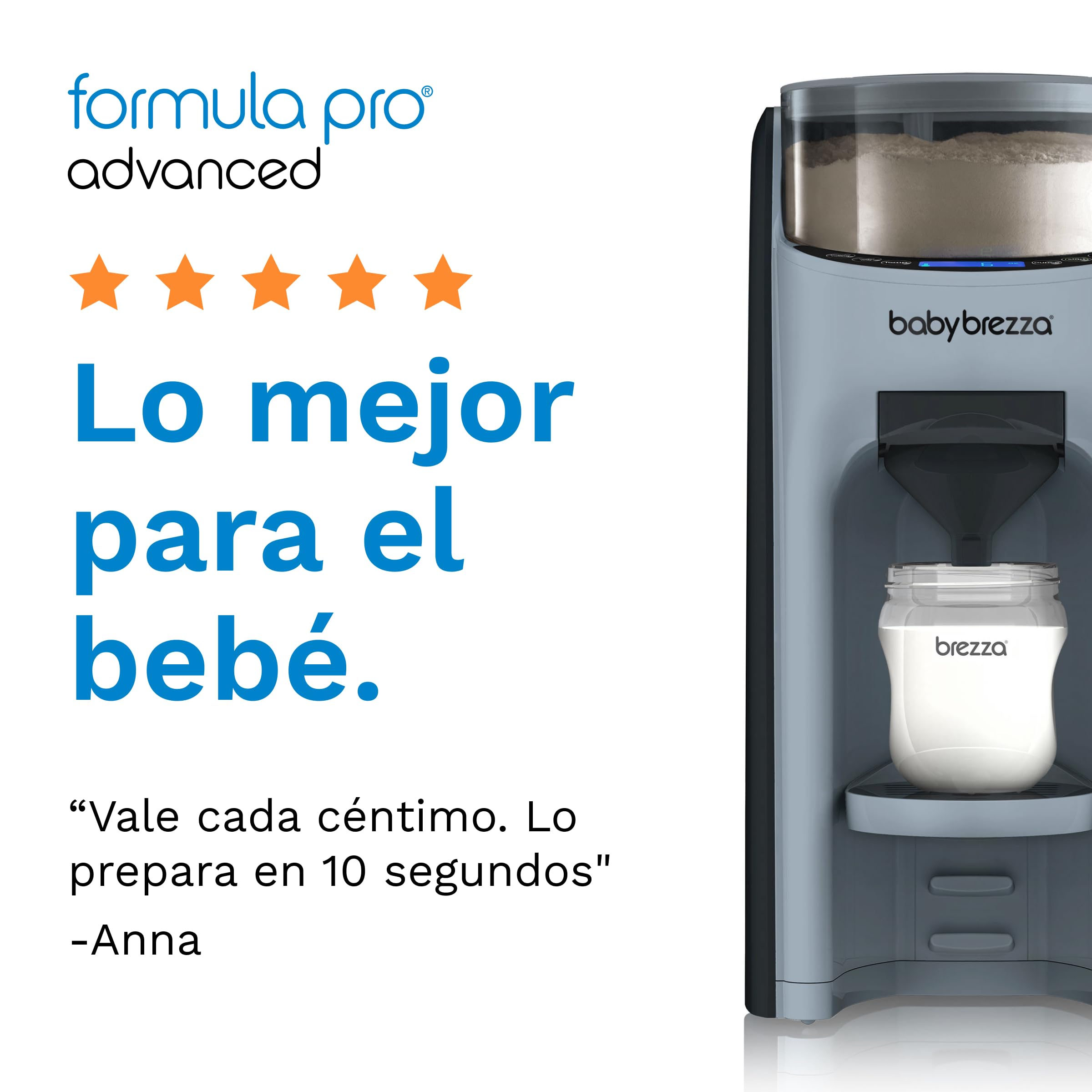 Baby Brezza - Formula Pro Advanced (Preparador de Biberones y Dispensador de Fórmula) - Automático - Dosifica Y Mezcla Agua Caliente Y Leche En Polvo Con Sólo Pulsar Un Botón (Slate)