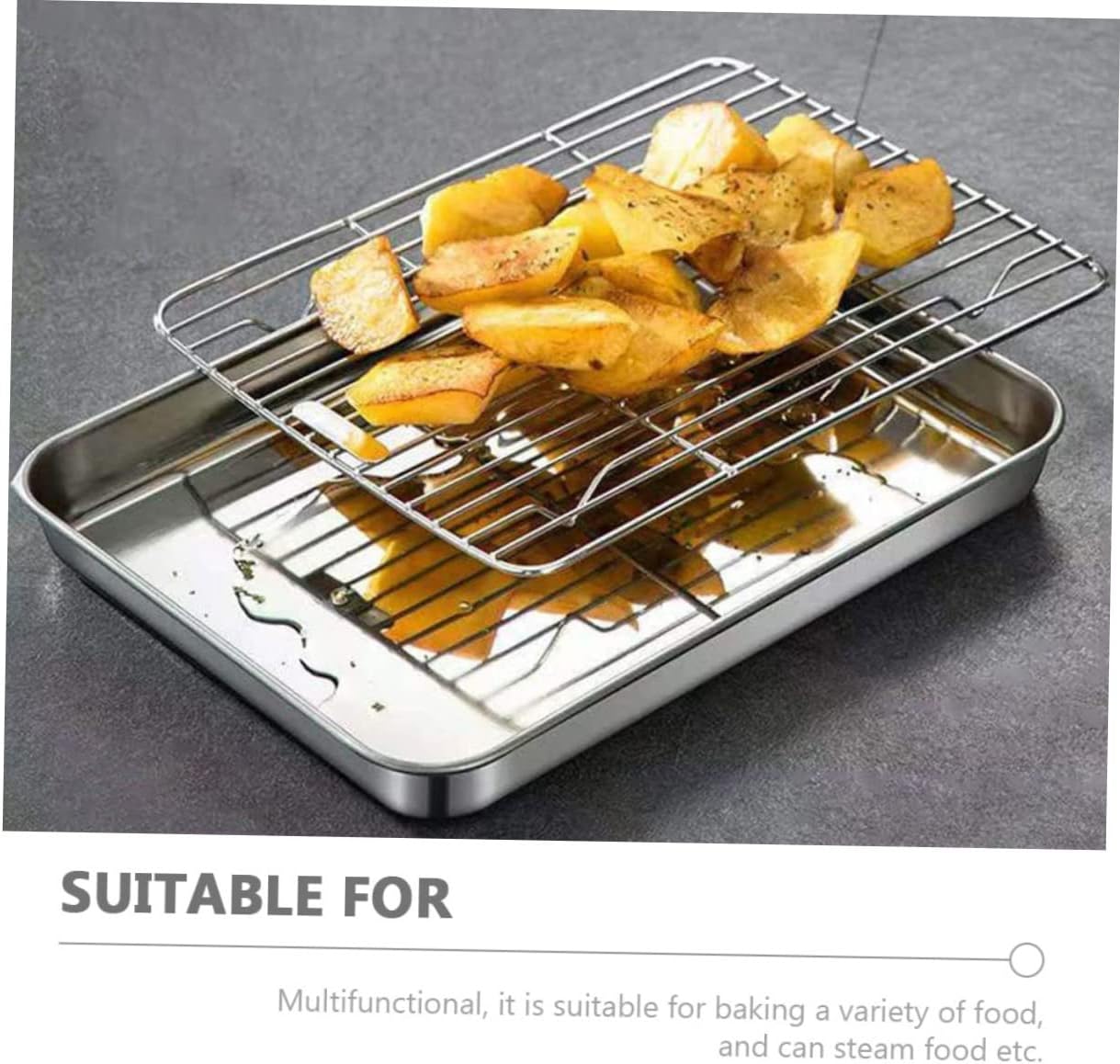 VICASKY 1Set Multi Function Baking Tray with Cooling Rack for Household and Camping Use Resistant Easy to Clean for Cakes and Cookies