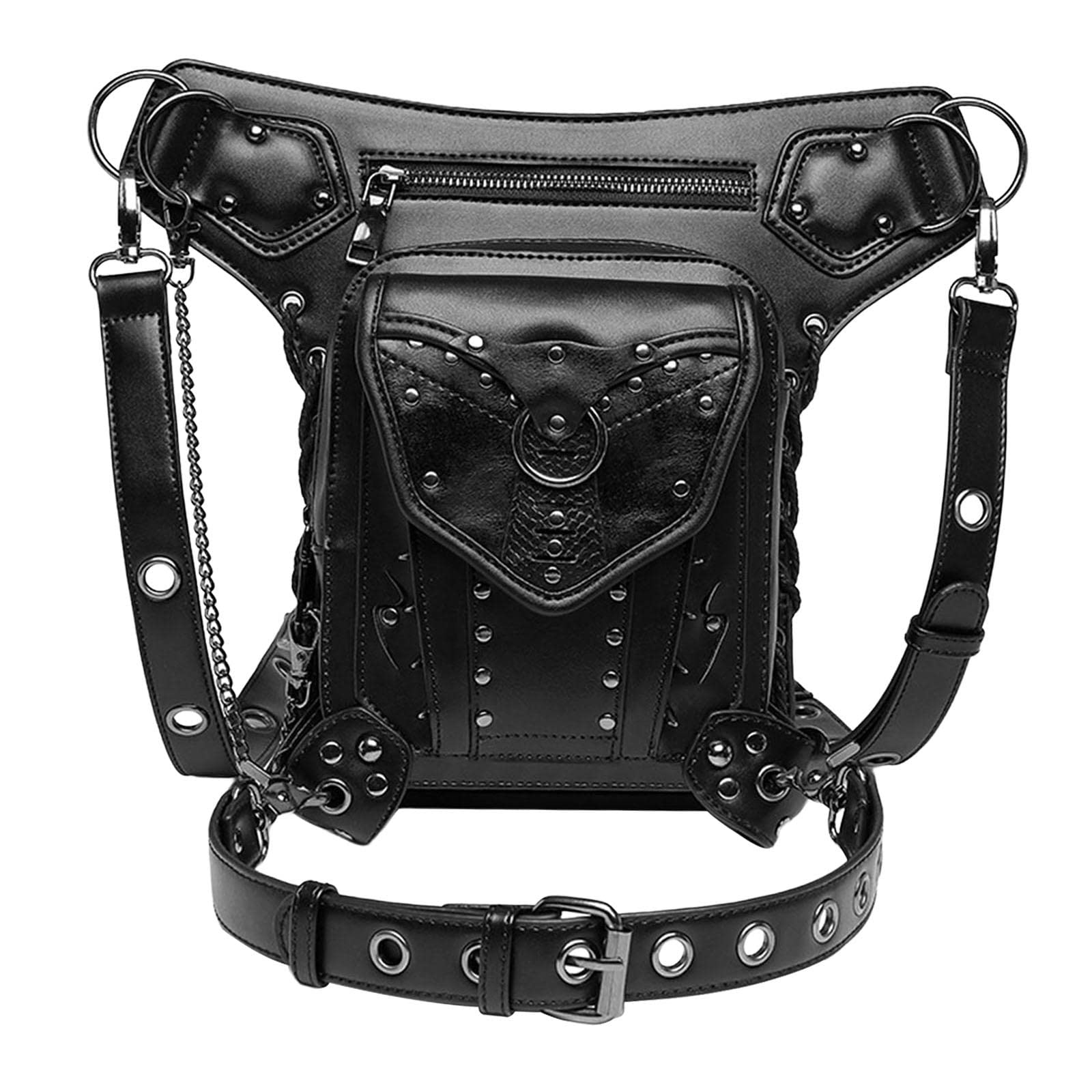 Steampunk Waist Bag PU Leather Thigh Hip Belt Packs for Backpacking Travel-image-49