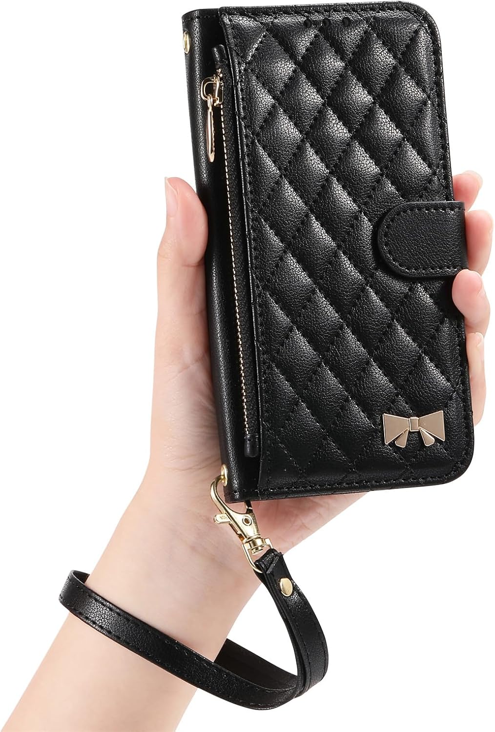 Compatible with Redmi K90 Pro Max 5G Compatible with Xiaomi Poco F8 Ultra 5G Flip Kickstand Zipper Wallet with a Lanyard and Magnetic Closure Phone Case Black