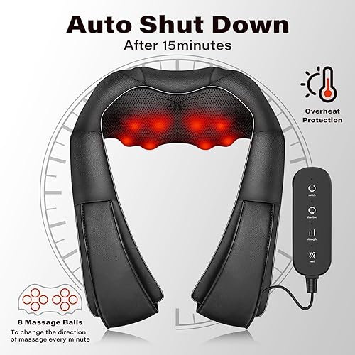 Miniatura 3 de iKristin Masajeador de cuello de espalda con calor, masajeador Shiatsu de hombros para cuello, espalda, hombros, pies y piernas, alivio del dolor