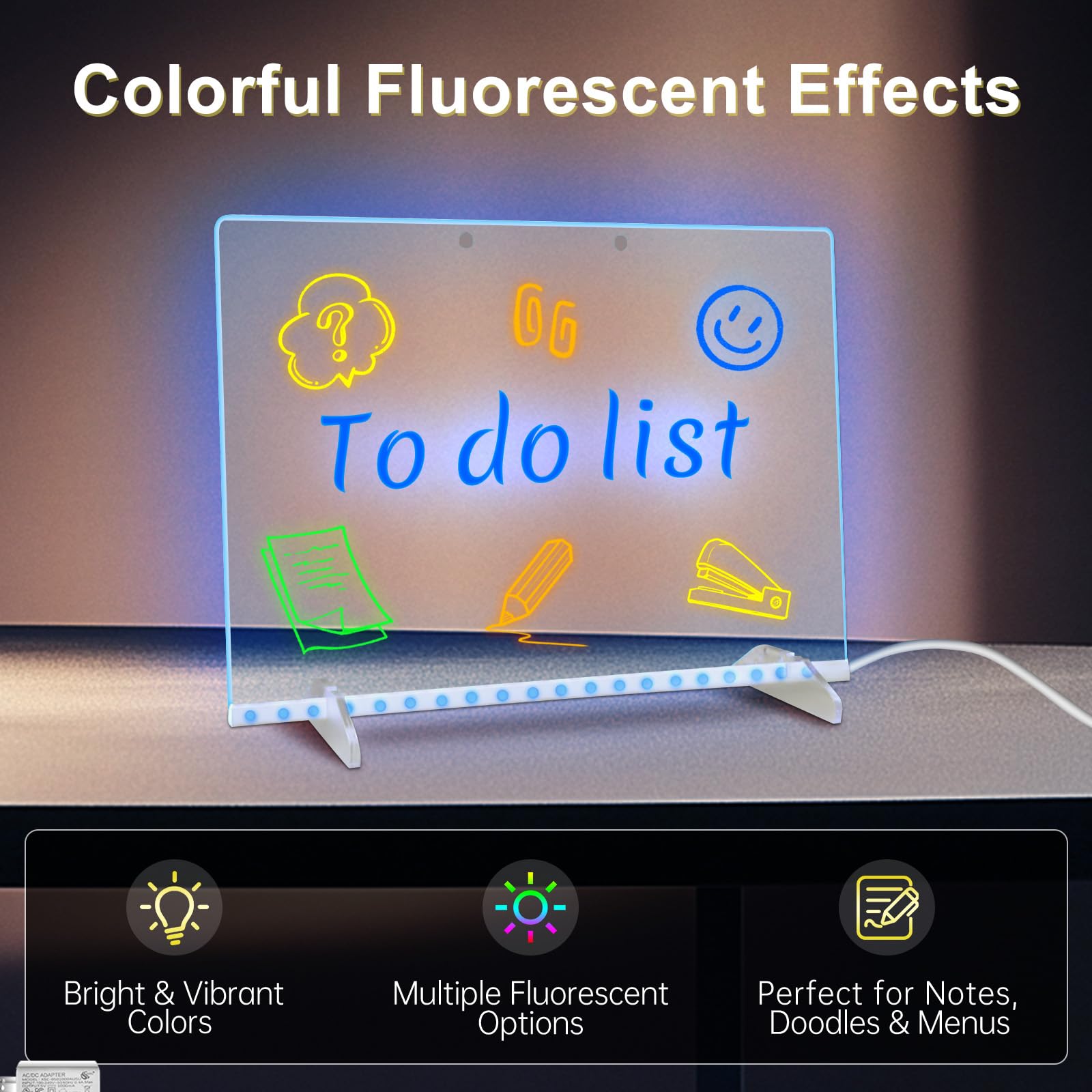 LED Note Board With 7 Colors, 11.82"x7.87" Lumiboard Led Drawing Board For Kids With Invisible Stand Light Up Dry Erase Board With 7 Markers Drawing Note Board With App Remote C I.1685127505