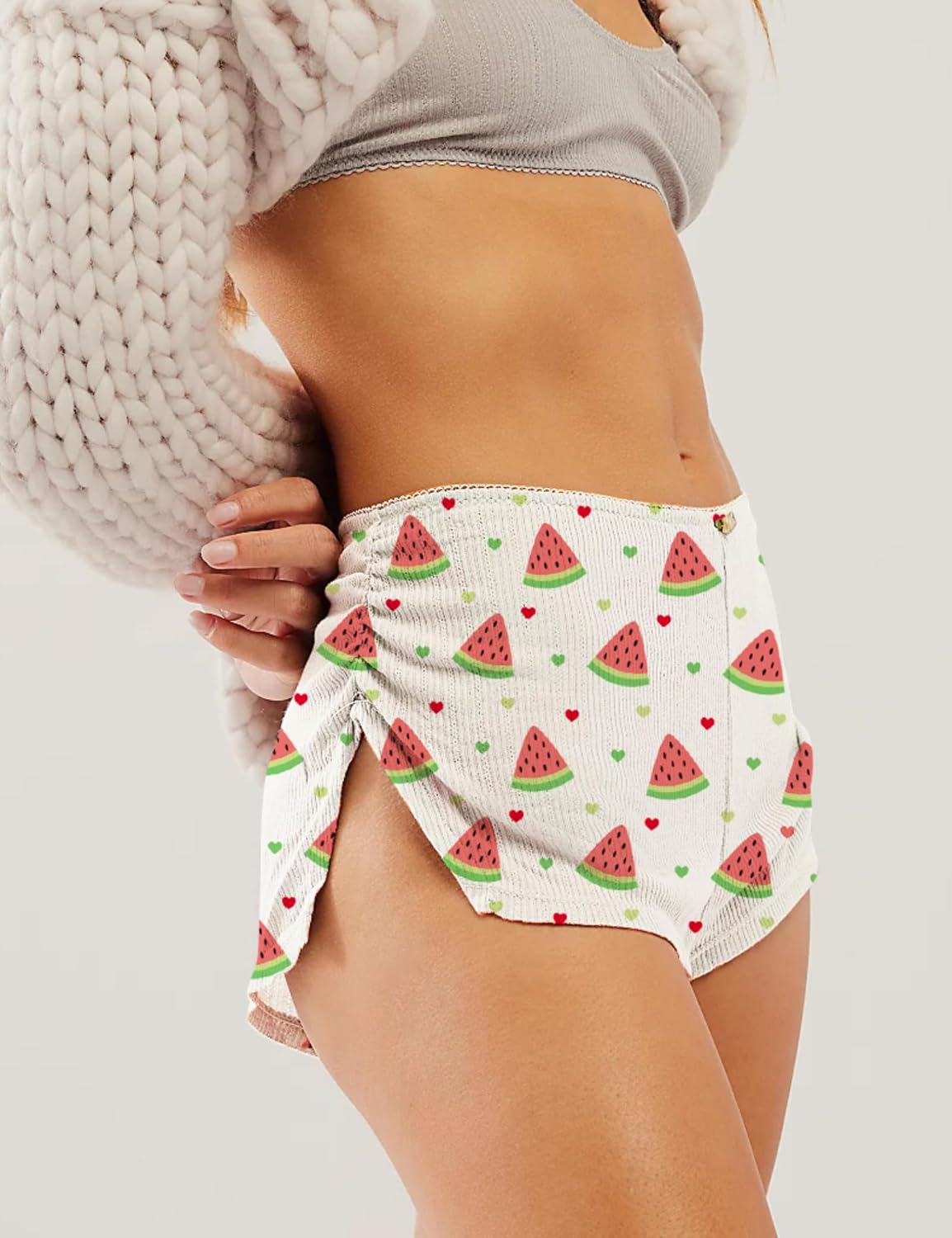 FaroDor Cute Micro Pajamas Shorts for Women Low Rise Side Slit Ruched Lounge Shorts Pj Bottoms - Image 4