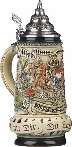 King Stein Cerveza Alemana Bavaria Stein, jarra de 0,5 litros, taza de cerveza KI 393-RU 0,5L Bayern.