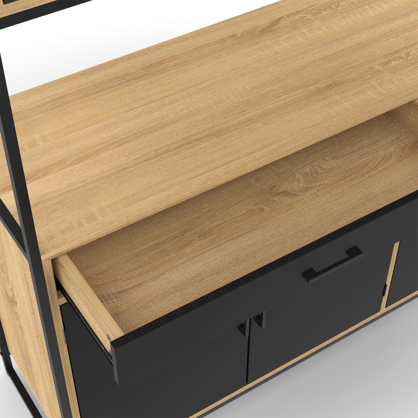 IDMarket - Buffet de Cuisine 120 cm Boston Design Industriel | Avec 6 portes et tiroir