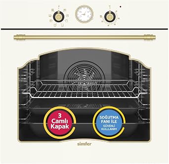 Simfer 8218 9 Function Retro Beige Glass Built-in Oven Power Turbo [Energy Class A]