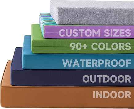 Custom Bench Cushion for Indoor/Outdoor Patio Furniture/Window Seat Cushions.Premium 75D High-Resilience FoamCustom Fabric/Color/Size/Non-Slip Methods/Piping/Thicknessto Choose from