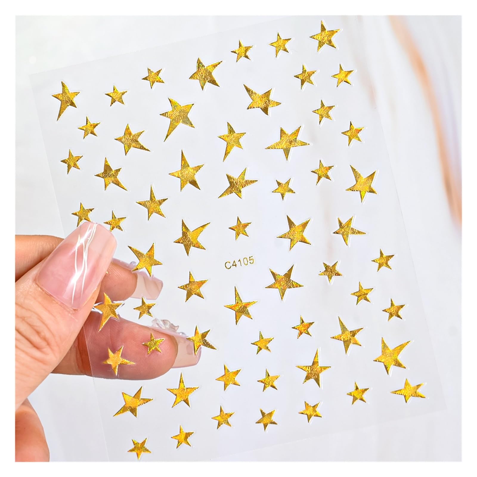 10 Pcs Silver Holographic Lines Nail Stickers Hot Stamping Golden French Star Decals Adhesive Irregular Manicure(NLS241-05-8)