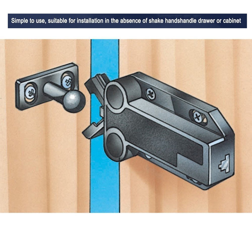 2-Pack Non-Magnetic Push to Open Catch Lock Drawer Cabinet Catch Touch Latch Cupboard Bedroom (2PCS) 1