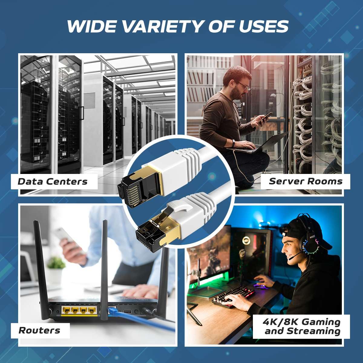 Cables Direct Online Cat8 SFTP - Cable de conexión Ethernet (24 AWG, cable de cobre certificado)