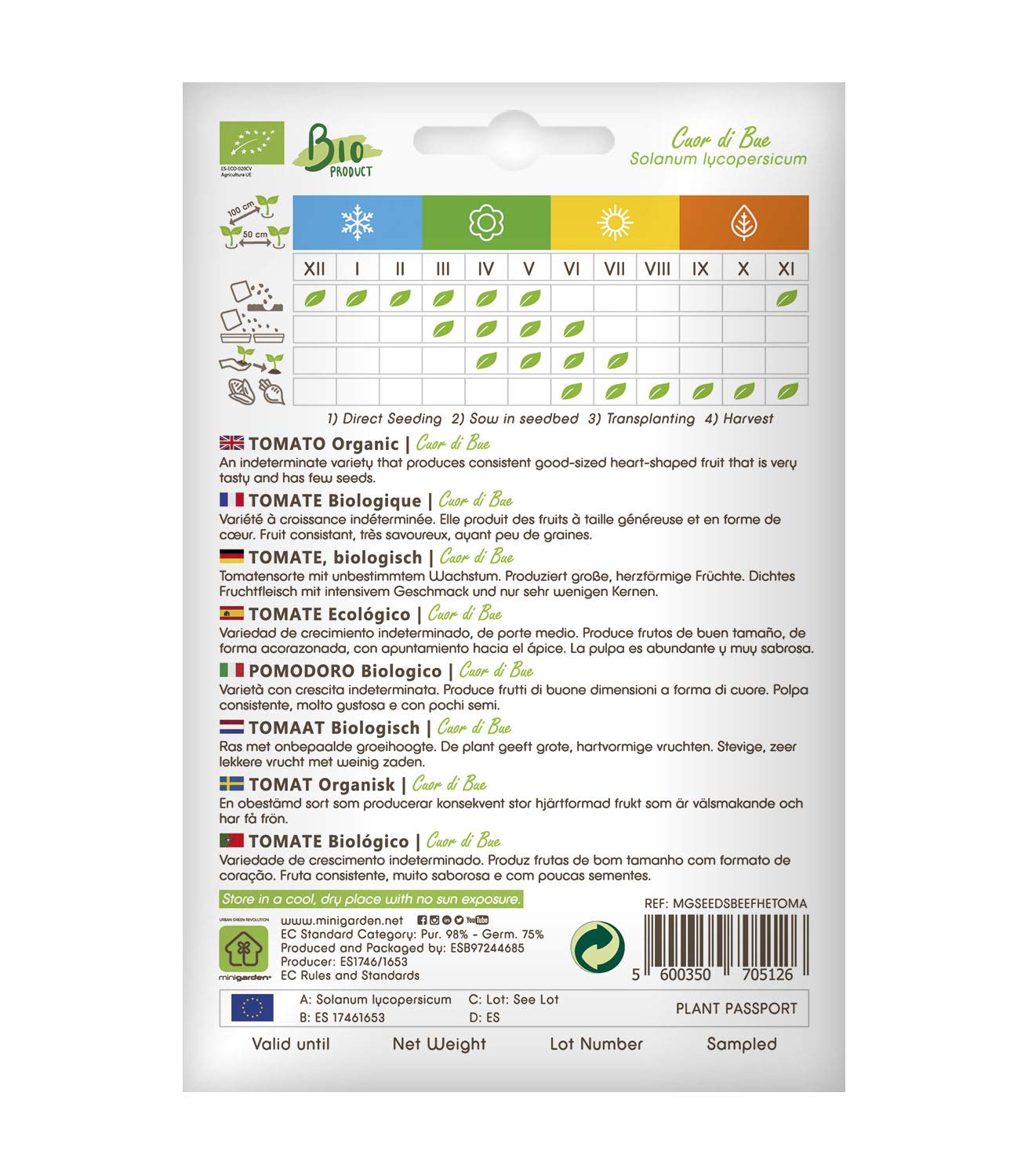 Graines De Tomate Marmande Bio - Certifié UE - Sans OGM - Environ 80-120 Graines - Pour Potager Maison