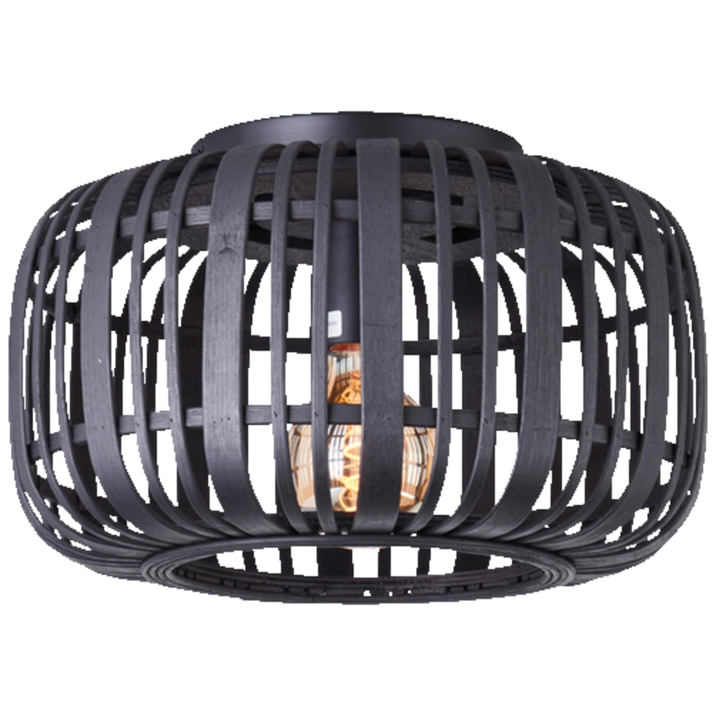 Lightbox Bambus Deckenlampe - runde Deckenleuchte Ø 32 cm mit natürlichem Schirm - Boho Lampe für Wohnzimmer, Schlafzimmer & Flur - E27 Fassung exkl. LED