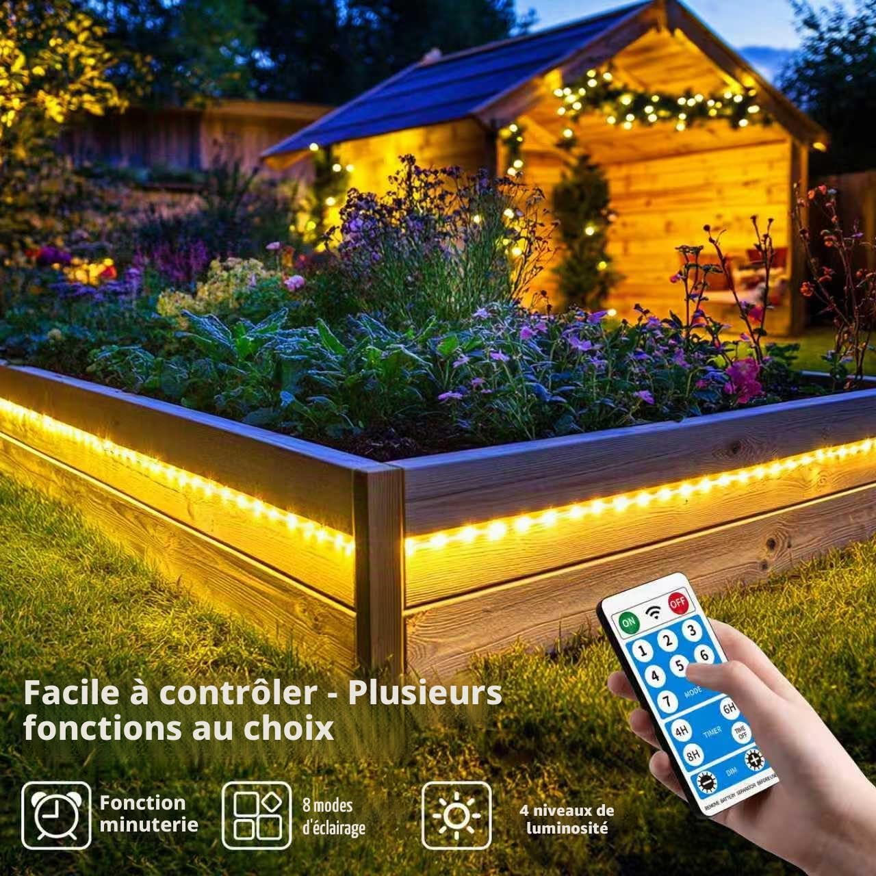 53M 500LED Guirlande Solaire Exterieur, Super Lange LED Schlauch Chaîne lumineuse, IP65 étanche à l'eau 8 Modi Guirlande Lumineuse Solaire, für Garten Terrasse Schlafzimmer Party, Mariage, Deko