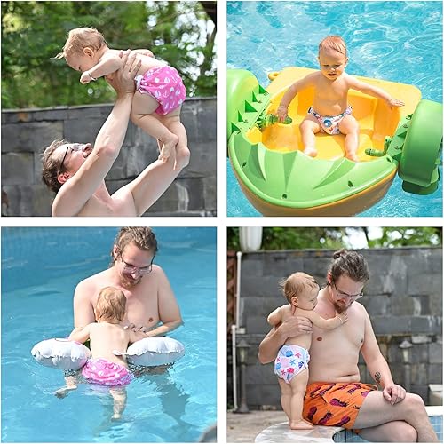 Miniatura 3 de ALVA BABY - Pañales de natación para bebé, 2 piezas, tamaño único, reutilizables, lavables y ajustables para clases de natación y baby shower,