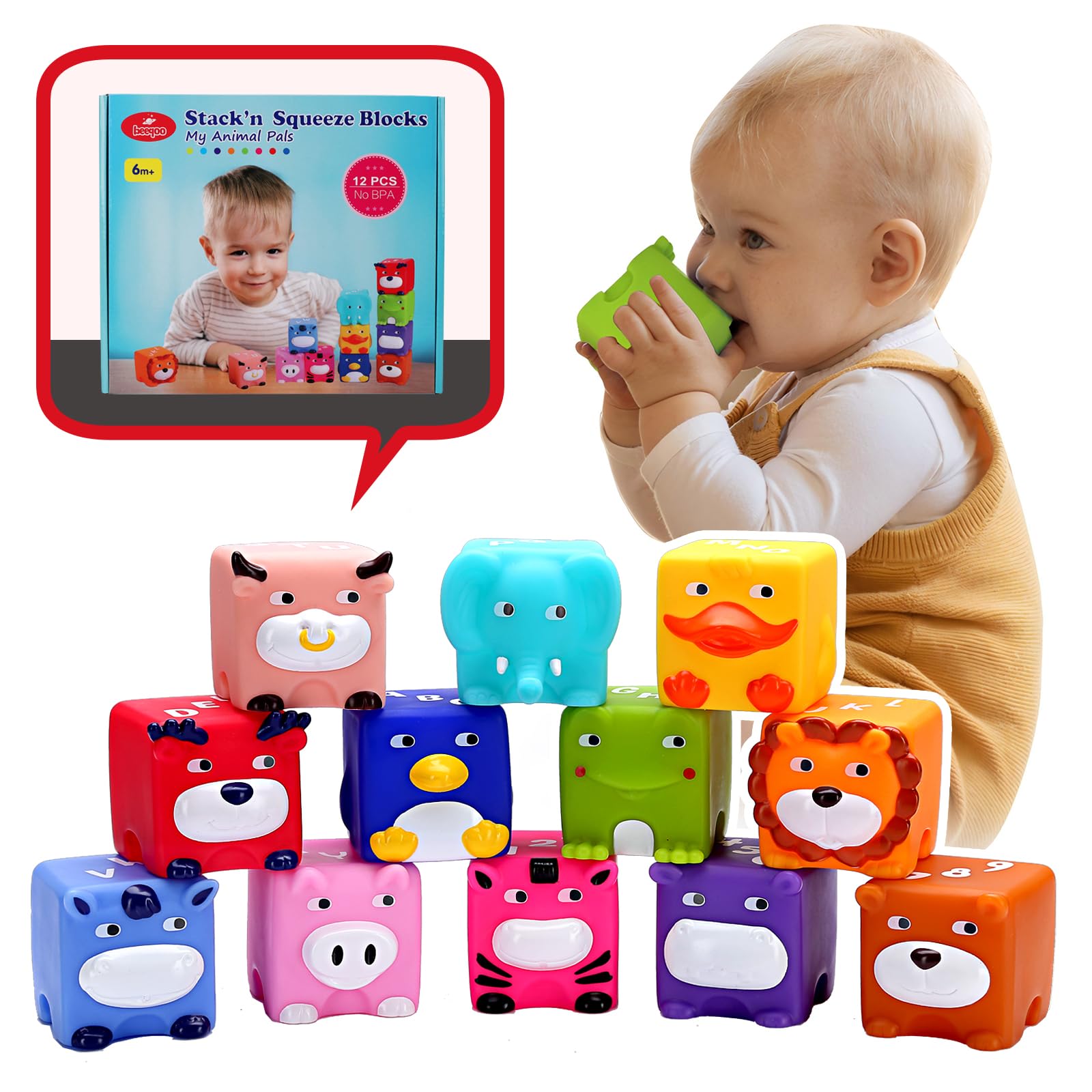 Amazon.com: beeqoo Soft Baby Blocks – Stacking & Building Toys for
