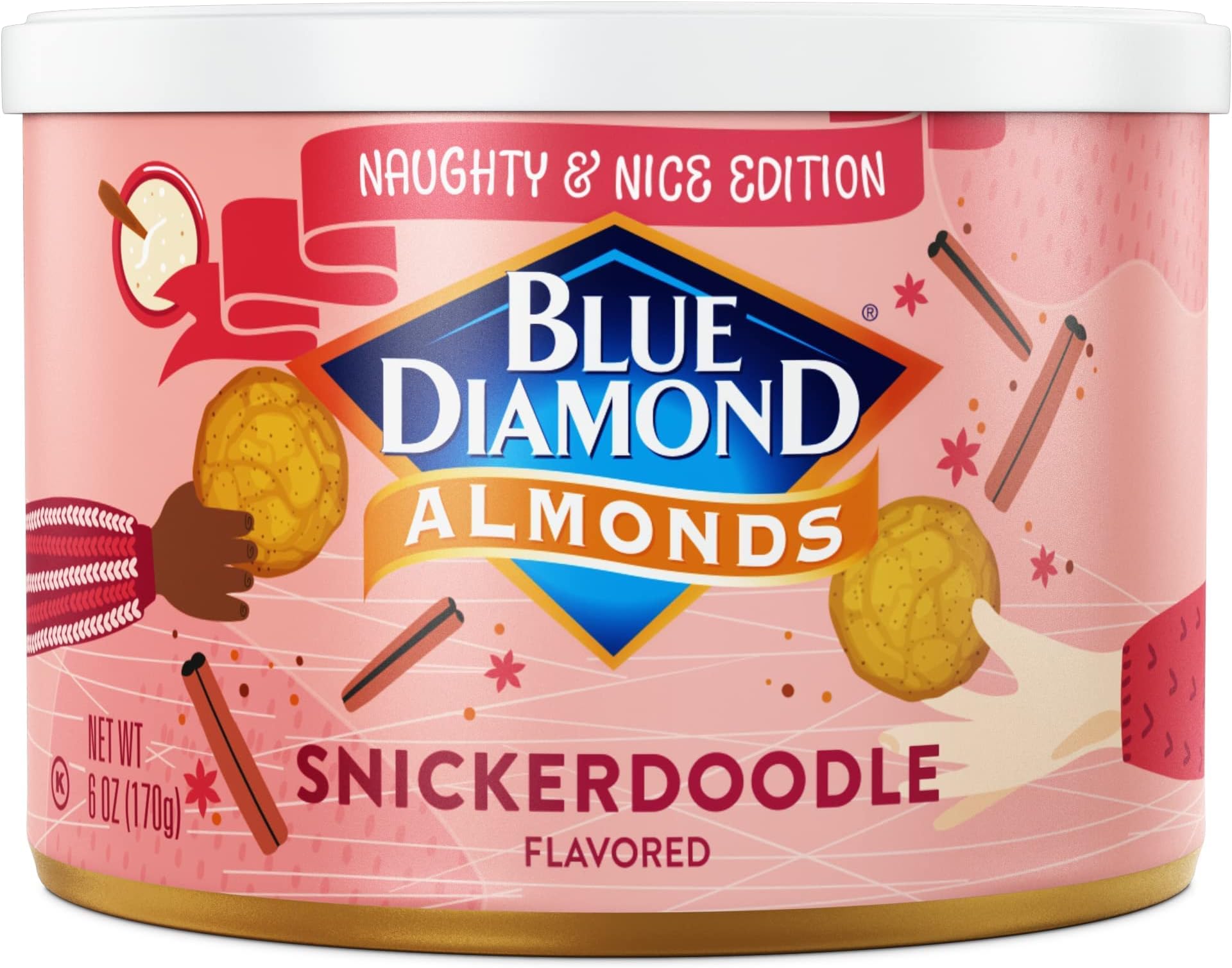 Blue Diamond Almonds, Snickerdoodle Holiday Snack Nuts, 6 oz Resealable Can