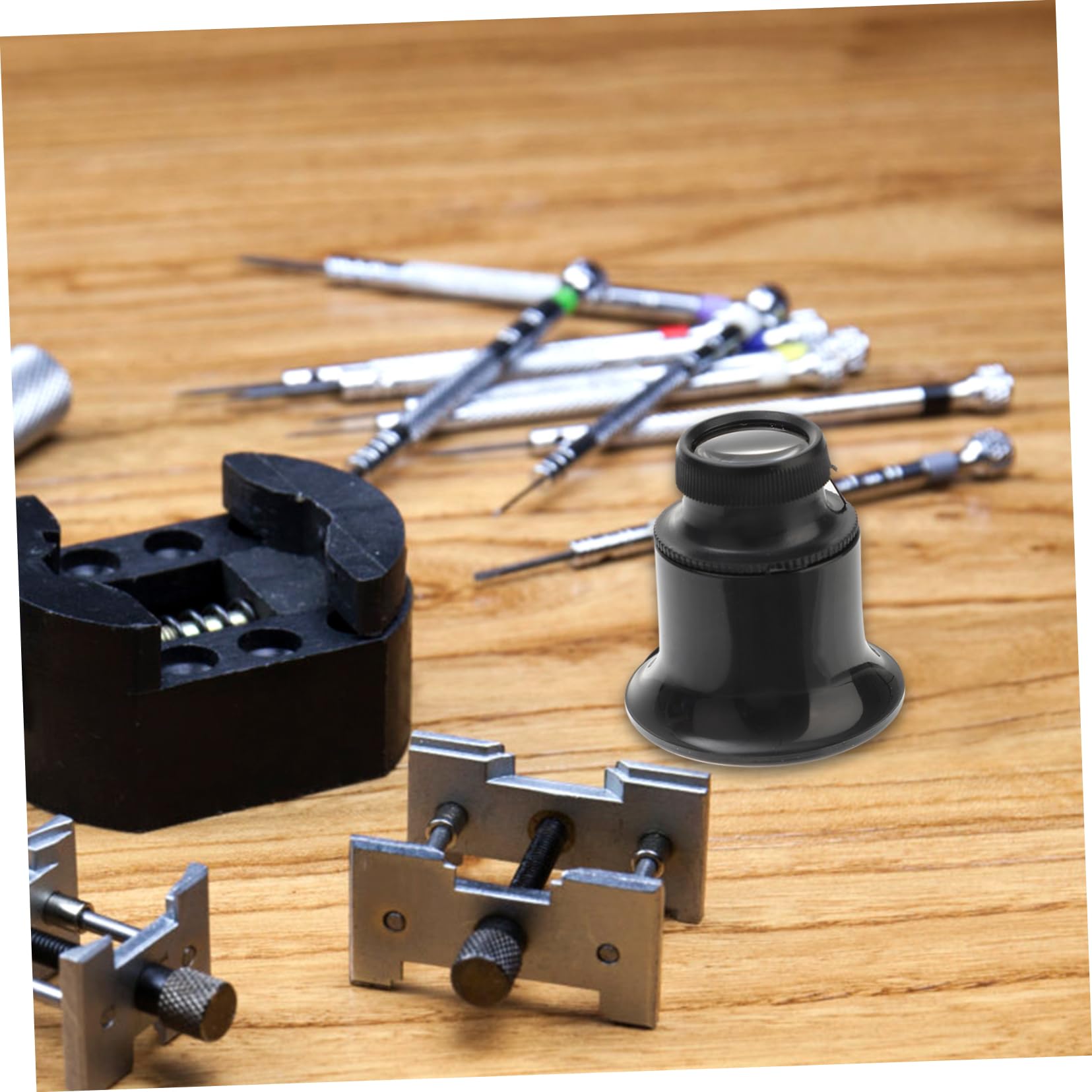 HOODANCOS 7Pcs Portable Magnifying Glass with LED Light Magnification for Currency Detection Jewelry Inspection Mini Pocket Microscope for Watch Repair and Detail