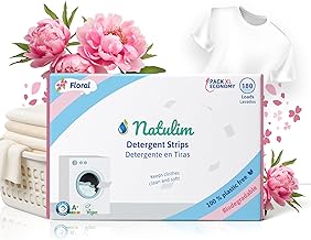 Natulim - Striped Washing Machine Detergent (180 Washes) - Includes Softening Effect, Eco-Friendly, Hypoallergenic, Made in EU - Clean and Soft Linen Without Mess the Planet (Floral)
