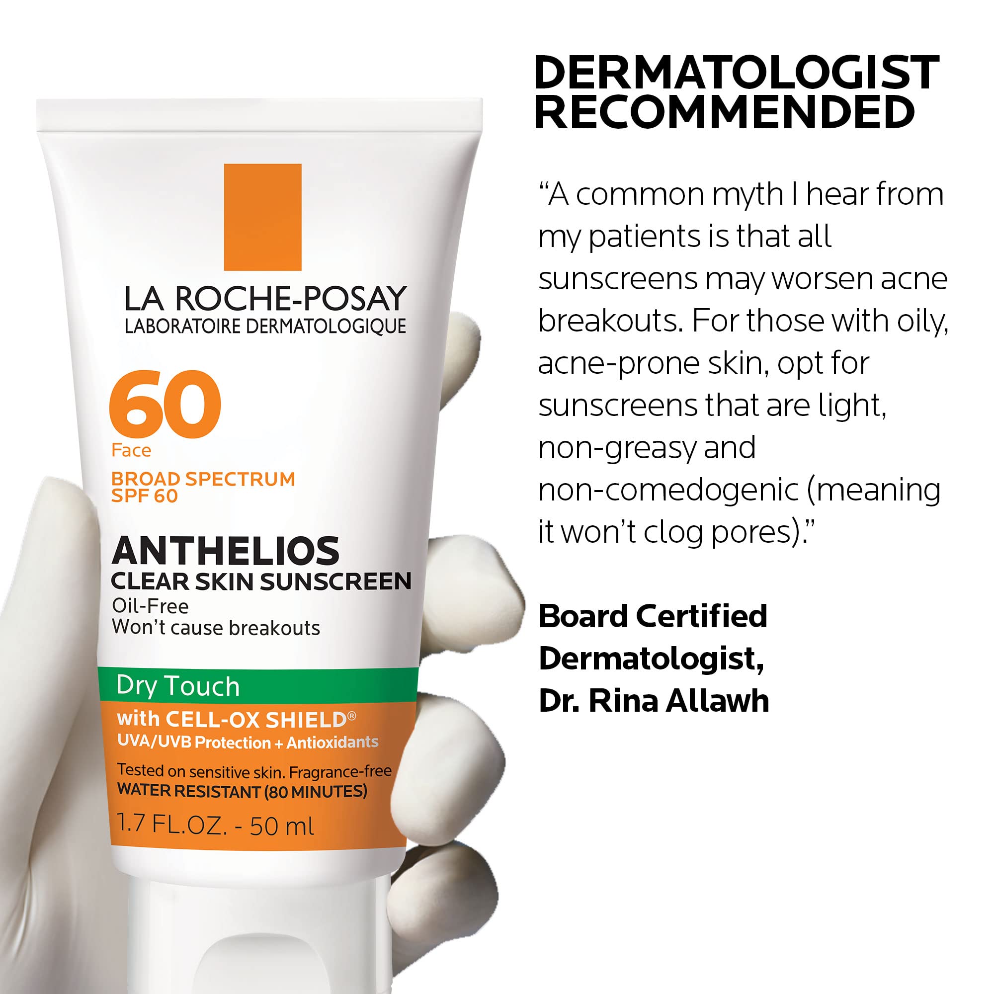 La RochePosay Anthelios Clear Skin Dry Touch Sunscreen SPF 60, Oil