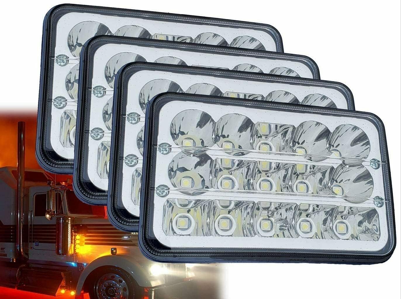 Black Front Grille Deer Moose Brush Bumper Guard Large Compatible with Peterbilt 579 2013-2020 + Bracket, Logo, 4x 6" LED Lights, 2X 22'' Wipers, License Plate Holder and Frame and Vest